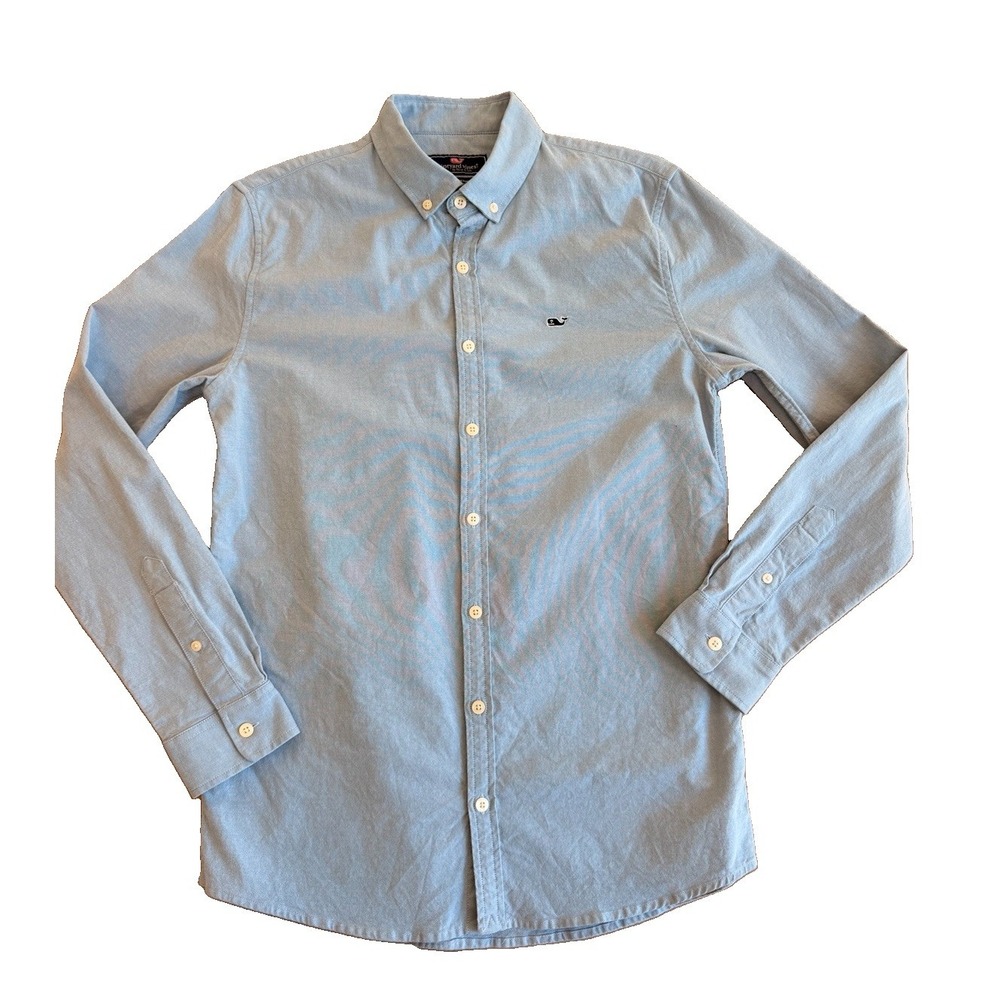 Vineyard Vines Whale Shirt boysXL Blue Long Sleeve Button Down Stretch Classic